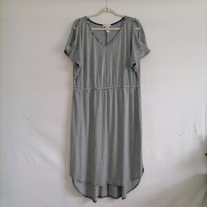 NWT Love, Fire Womens Black Cold Shoulder Sleeve Striped Hi Low Dress Size 1X